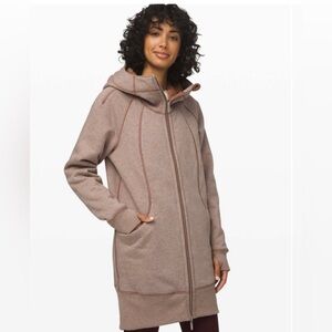 Lululemon Long Scuba Sherpa Hoodie Reversible Long Brown Heathered Spanish Oak 8
